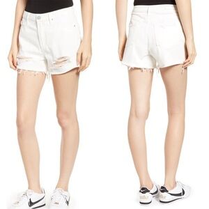 Articles of Society Distressed Ripped High Rise Jean Shorts White Cut Off 28